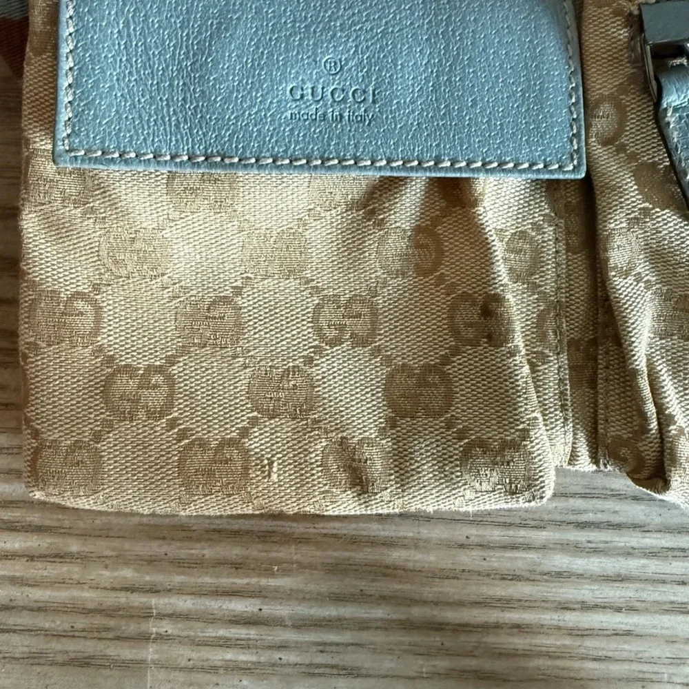 Gucci GG Monogram Web Double Pocket Belt Bag Ice Blue RARE color 162962-497717 - Picture 6 of 16